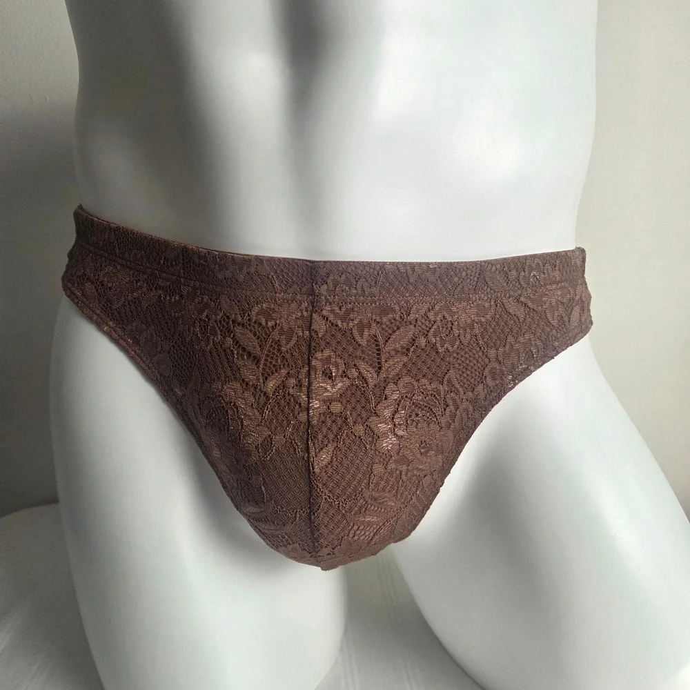 Cosabella Italian Men's Floral Lace G-String Brown UNO Designer Underwear S